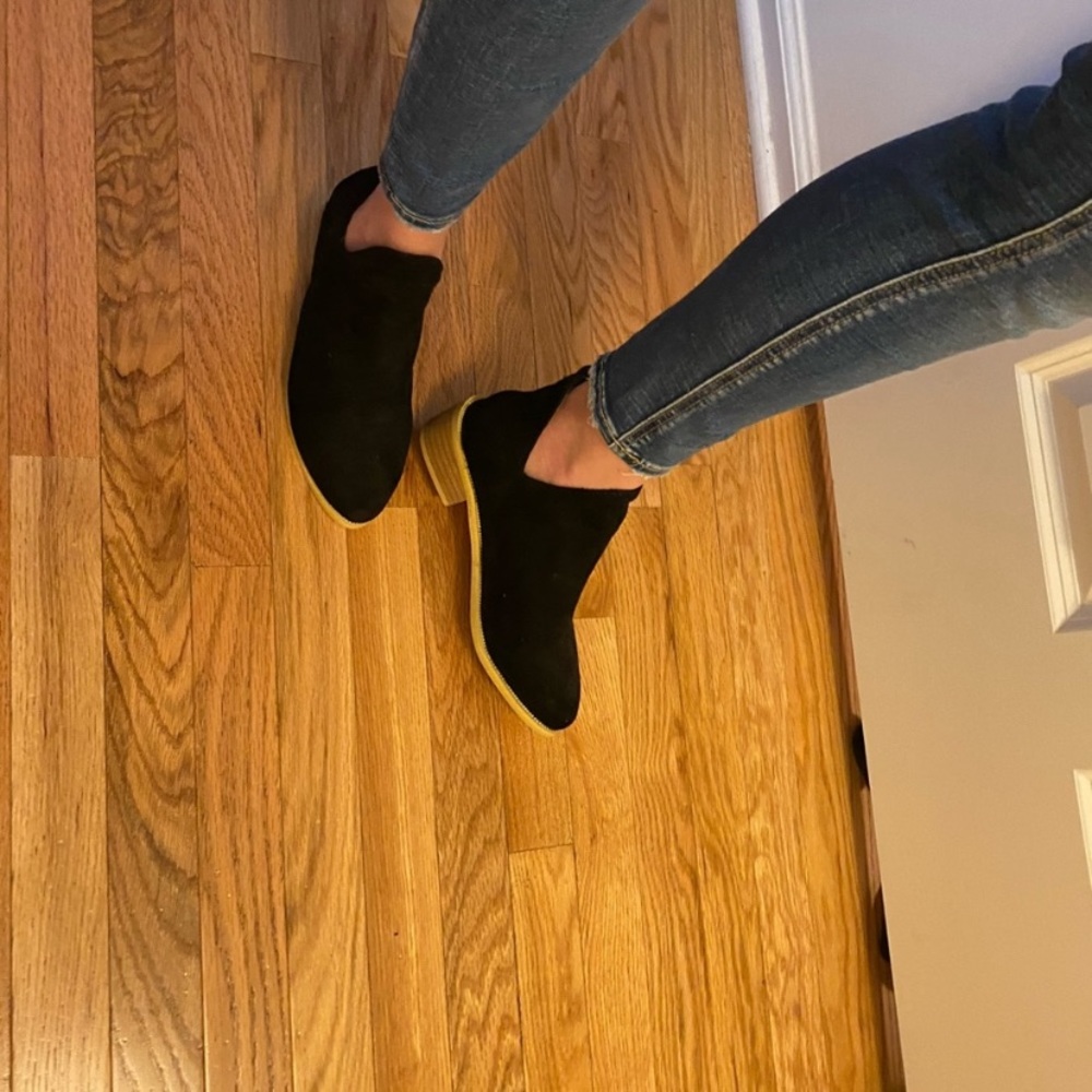 Black suede Cutout Ankle Booties